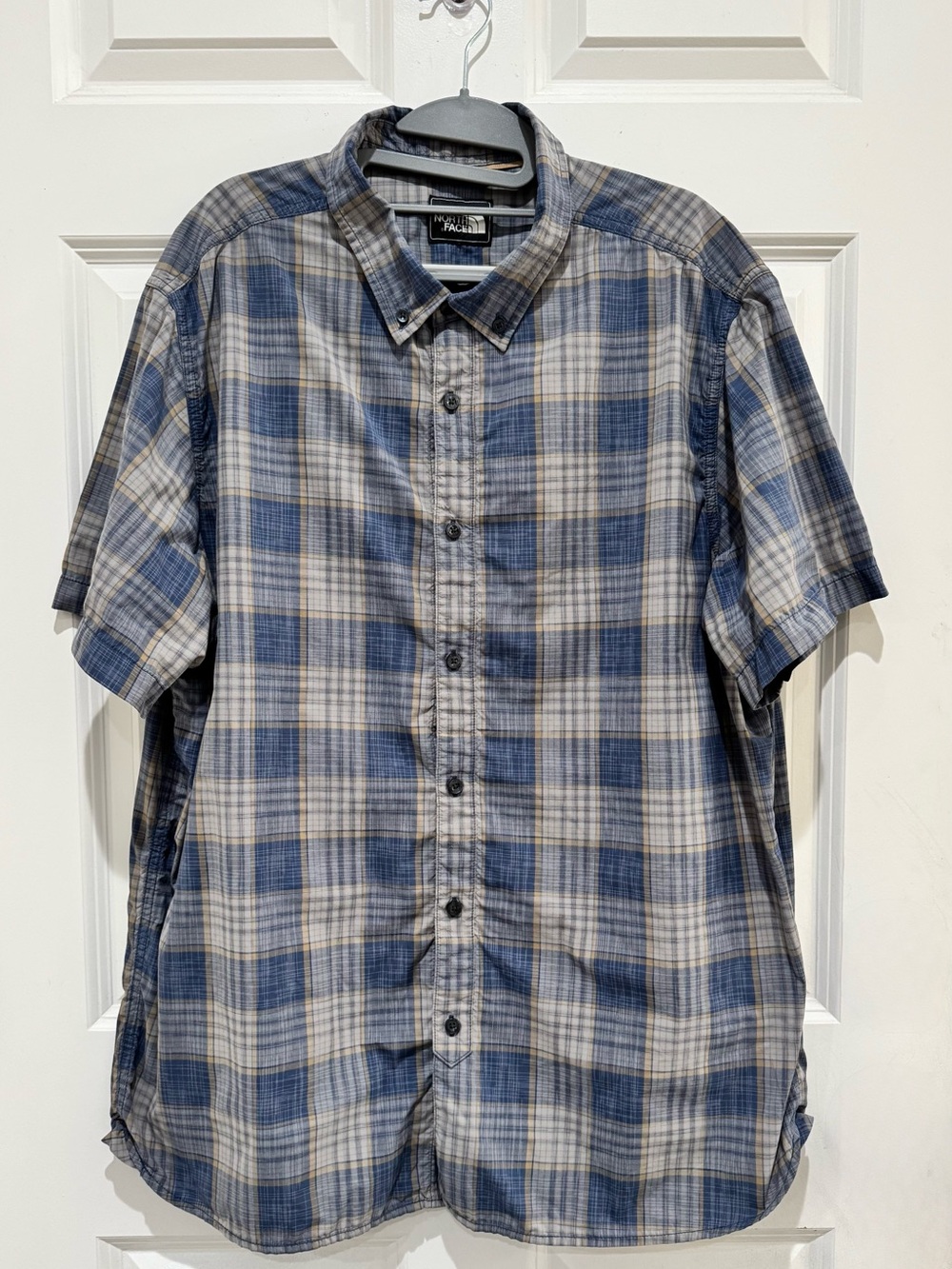 North Face Men’s Short Sleeve Button Up Shirt Sz XXL / TG Blue Plaid